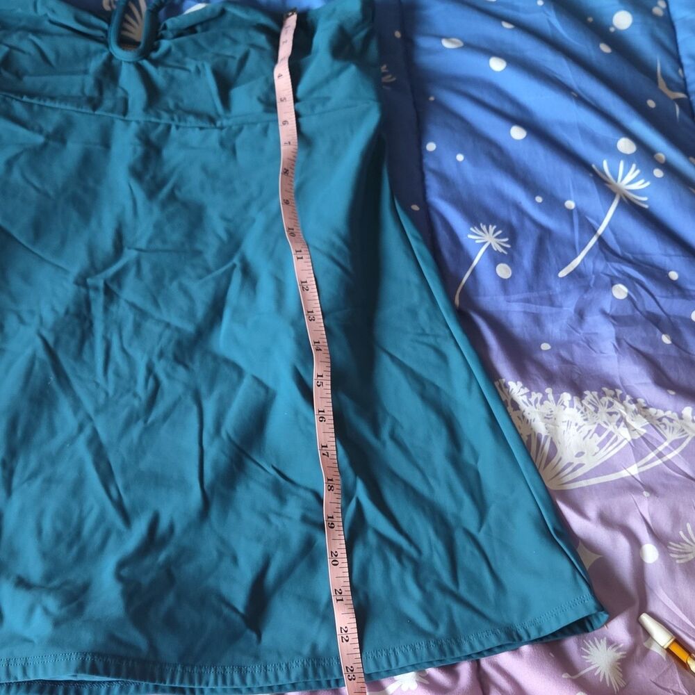 Cami Swim Teal Swimdress Halter Adjustable Straps Lined Women's 14T Tall Boned - Picture 2 of 8